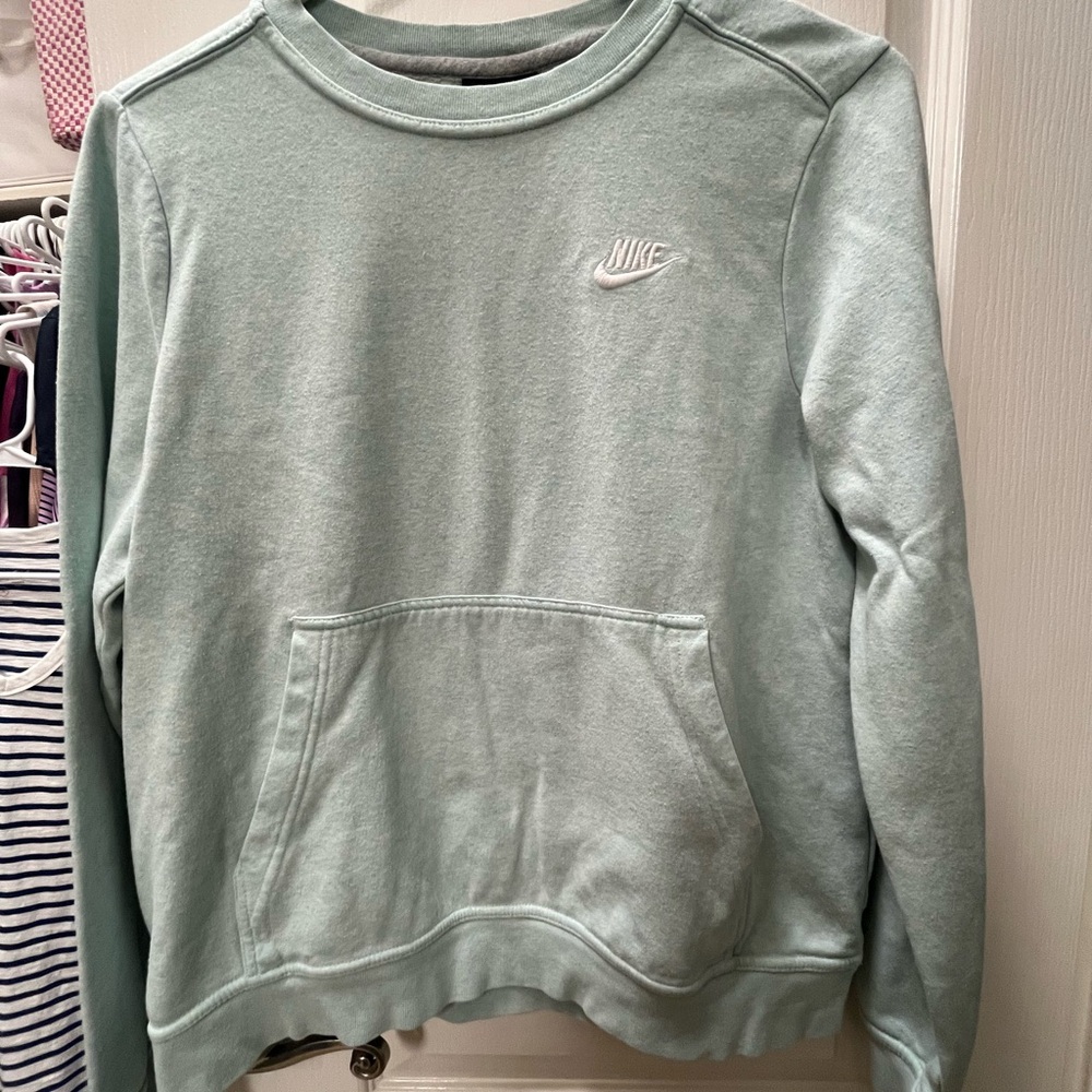 Nike Women's Crewneck Sweatshirt in Mint Green with White Logo